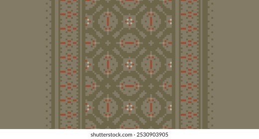 Pixel art Cross Stitch seamless pattern,Traditional pixel geometric Abstract ethnic background for print decor cloth,carpet,wall art