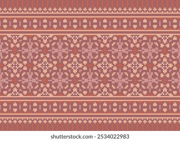 Pixel art Cross Stitch padrão sem costura,Tradicional pixel geometric Abstract fundo étnico para impressão pano de decoração,tapete,arte de parede