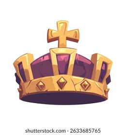 Pixel Art Crown Majestic Purple and Gold Royal Headwear Illustration