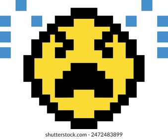 pixel art crying emoticon icon, cry pixel emoji, 8bit style emoticon