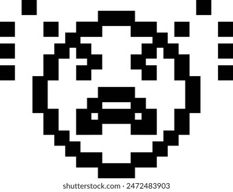 pixel art crying emoticon icon, cry pixel emoji, 8bit style emoticon