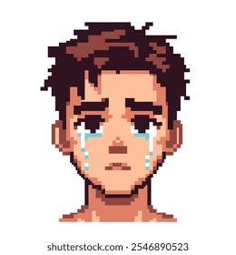 Pixel Art Retrato de hombre llorando