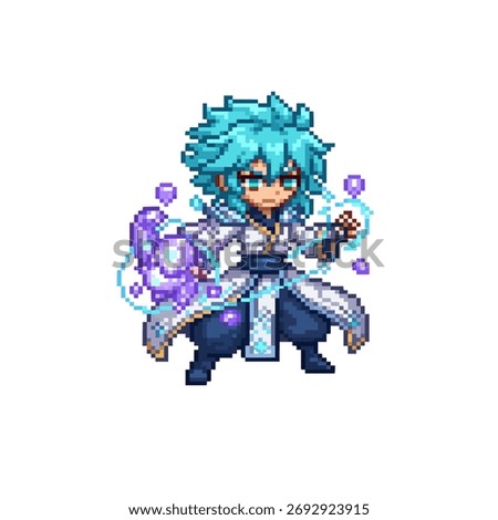 pixel art crystal mage channeling energy prism light