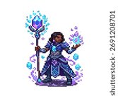 pixel art crystal mage hero gem sorcerer fantasy