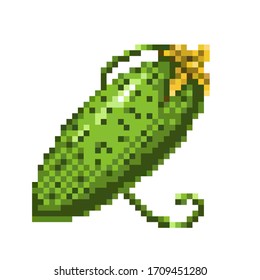 Pixel art cucumber icon, 32X32 vector illustration on a white background