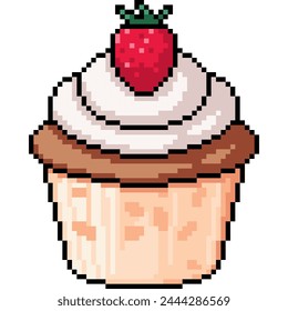 pixel art of cup cake snack isolated background