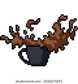 pixel art of cup coffee spread isolated background