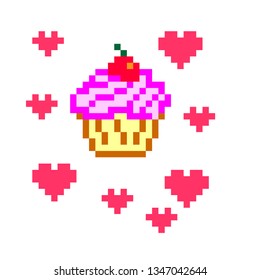 pixel art cupcake