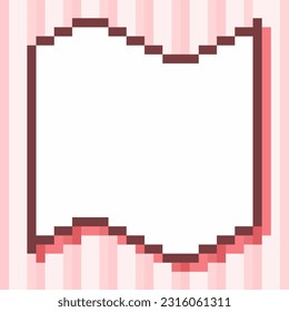Pixel Art Curved Frame Template, Pastel Red Horizontal