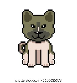 Pixel arte bonito akita inu cão vetor em estilo retro para o design.