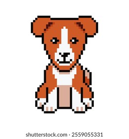 Pixel art cute basenji dog vector in retro style for design.