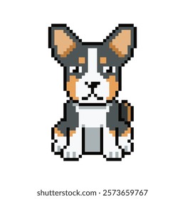 Pixel art cute basenji dog vector in retro style for design.