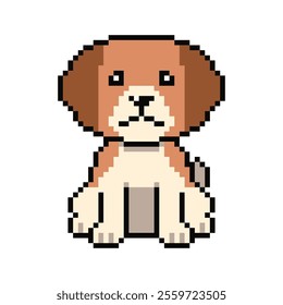 Pixel art cute beagle dog vector in retro style for design.