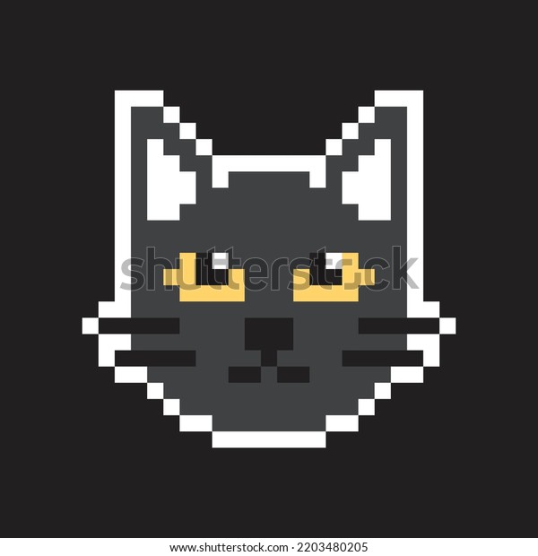 Pixel Art Cute Black Cat Stock Vector (Royalty Free) 2203480205 ...