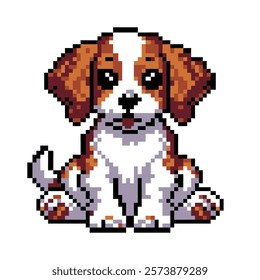 Pixel art cute Brittany dog