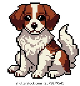 Pixel art cute Brittany dog