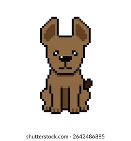 Pixel art cute brown dog vector in retro style for design.