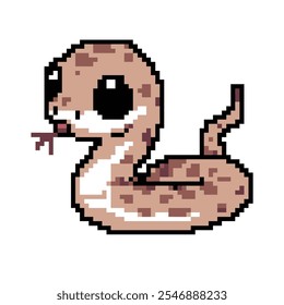  Pixel art cute brown snake