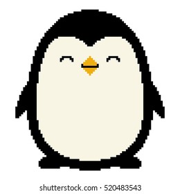 pixel art cute cartoon penguin vector illustration