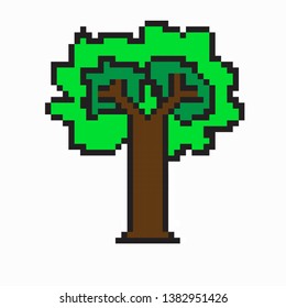 pixel art Cute cartoon tree