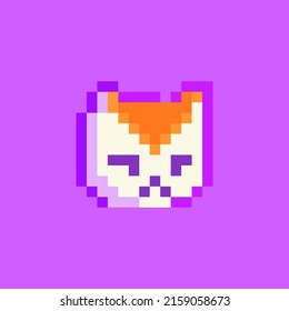  pixel art cute cat head vector