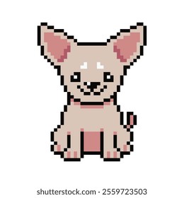 Pixel art cute chihuahua dog vector in retro style for design.