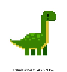 Pixel Art niedlichen Dinosaurier in Retro-Videospiel-Stil einzeln auf weiß. Cartoon-Dinosaurier in Vektorpixelgrafiken