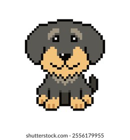 Pixel art cute dog vector in retro style for design.