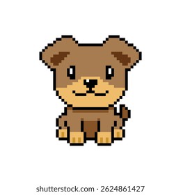 Pixel art cute dog vector in retro style for design.