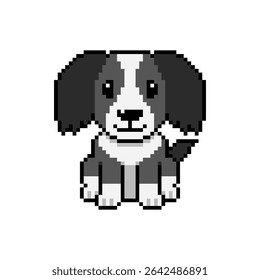 Pixel arte bonito cão vetor em estilo retro para o design.