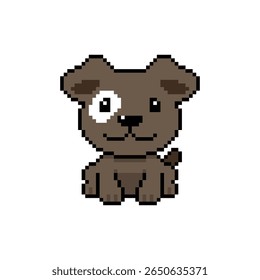 Pixel art cute dog vector in retro style for design.