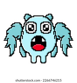 Pixel art cute flying monster design mascot kawaii