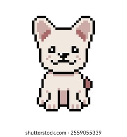 Pixel art cute french bulldog vector in retro style for design.