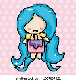 Pixel art cute girl