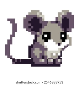 Pixel art cute grey mouse