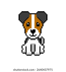 Pixel art cute jack russell terrier dog vector in retro style for design.