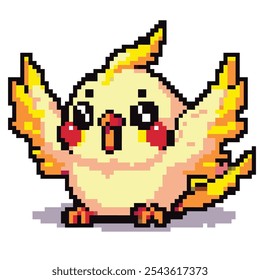 Pixel art cute kawaii cockatiel	
