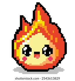 Pixel art cute kawaii flame	