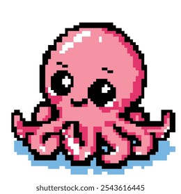 Pixel arte lindo pulpo kawaii	