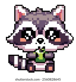 Pixel art cute kawaii Racoon