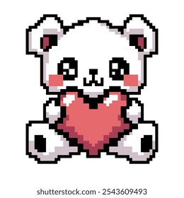 Pixel arte bonito kawaii teddybear	
