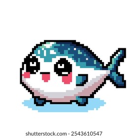 Pixel art cute kawaii tuna	
