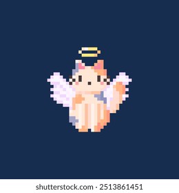 pixel art of cute kitten angel