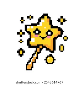 Pixel art cute magic wand	
