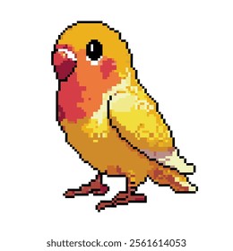 Pixel art cute mango lovebird