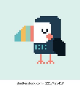 Pixel art. Cute parrot bird ilustration