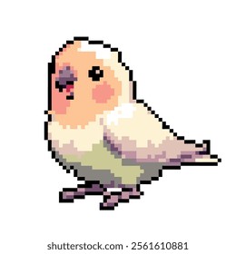 Pixel art cute peach lovebird