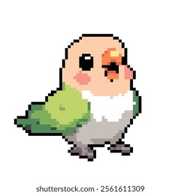 Pixel art cute peach 
lovebird