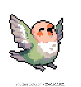 Pixel art cute peach lovebird