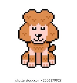 Pixel art cute poodle dog vector in retro style for design.